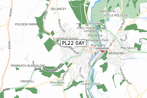PL22 0AY map - small scale - OS Open Zoomstack (Ordnance Survey)