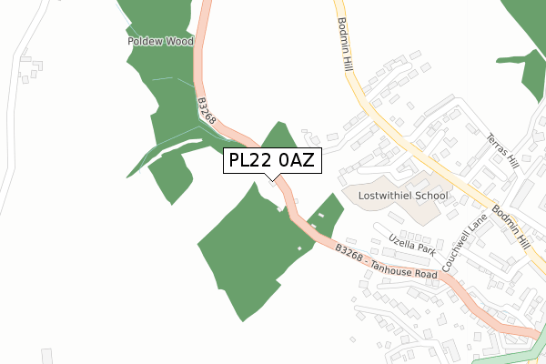 PL22 0AZ map - large scale - OS Open Zoomstack (Ordnance Survey)