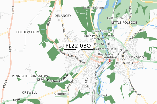 PL22 0BQ map - small scale - OS Open Zoomstack (Ordnance Survey)