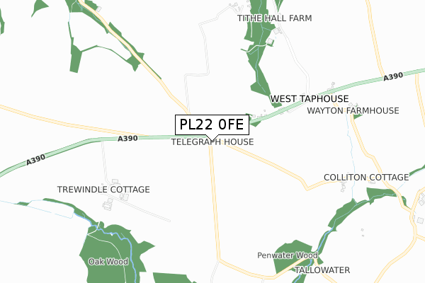 PL22 0FE map - small scale - OS Open Zoomstack (Ordnance Survey)