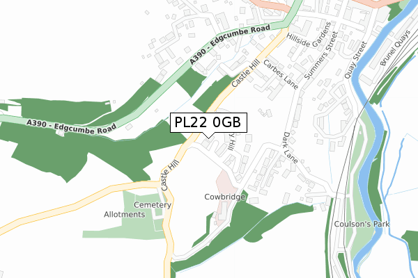 PL22 0GB map - large scale - OS Open Zoomstack (Ordnance Survey)