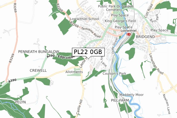 PL22 0GB map - small scale - OS Open Zoomstack (Ordnance Survey)