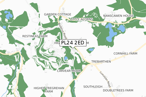 PL24 2ED map - small scale - OS Open Zoomstack (Ordnance Survey)