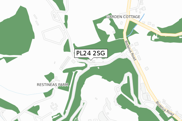 PL24 2SG map - large scale - OS Open Zoomstack (Ordnance Survey)