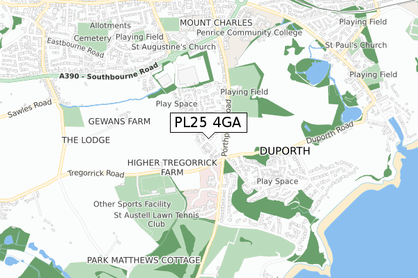 PL25 4GA map - small scale - OS Open Zoomstack (Ordnance Survey)