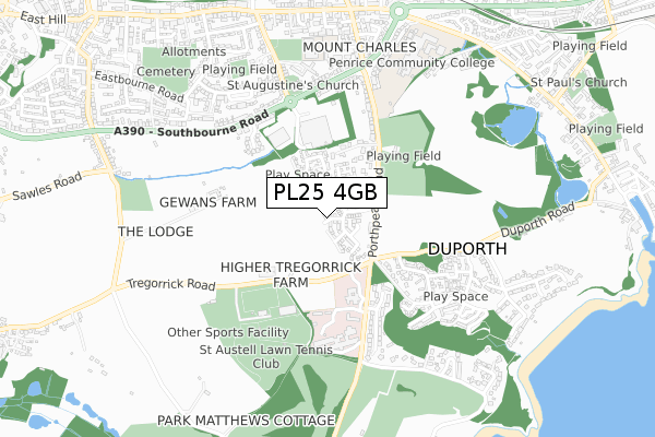 PL25 4GB map - small scale - OS Open Zoomstack (Ordnance Survey)