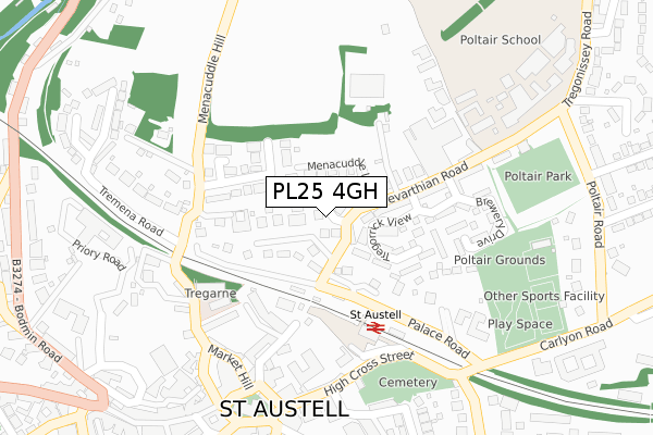 PL25 4GH map - large scale - OS Open Zoomstack (Ordnance Survey) PL25 4GH map - large scale - OS Open Zoomstack (Ordnance Survey)