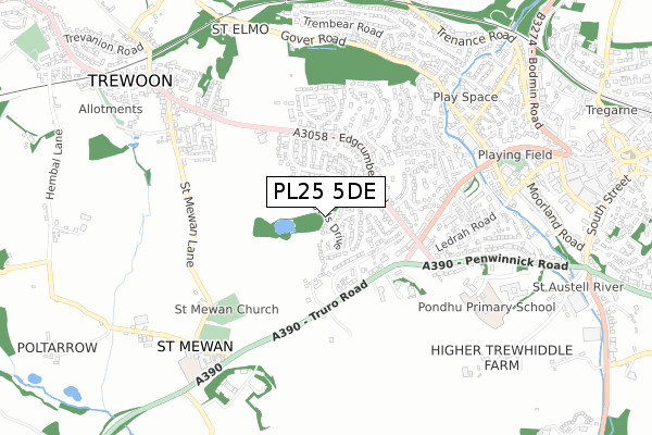 PL25 5DE map - small scale - OS Open Zoomstack (Ordnance Survey)