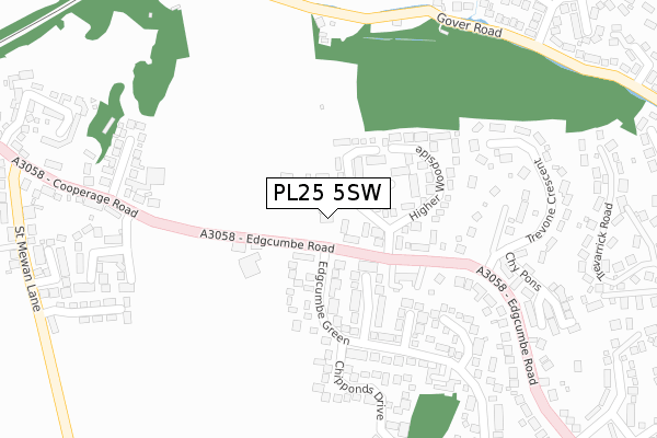 PL25 5SW map - large scale - OS Open Zoomstack (Ordnance Survey)