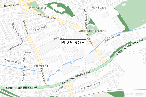 PL25 9GE map - large scale - OS Open Zoomstack (Ordnance Survey) PL25 9GE map - large scale - OS Open Zoomstack (Ordnance Survey)