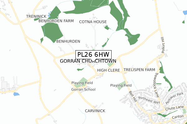 PL26 6HW map - small scale - OS Open Zoomstack (Ordnance Survey)