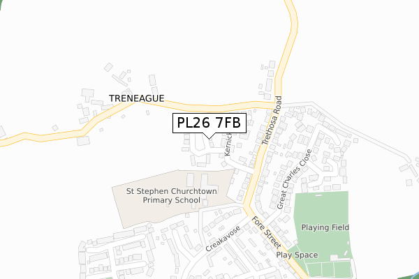 PL26 7FB map - large scale - OS Open Zoomstack (Ordnance Survey)