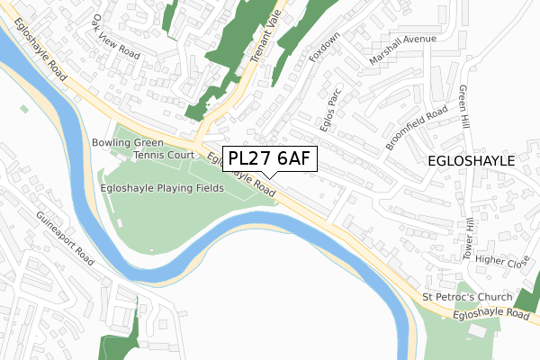 PL27 6AF map - large scale - OS Open Zoomstack (Ordnance Survey)