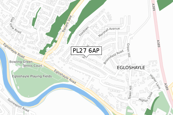 PL27 6AP map - large scale - OS Open Zoomstack (Ordnance Survey)