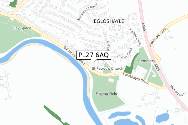 PL27 6AQ map - large scale - OS Open Zoomstack (Ordnance Survey)