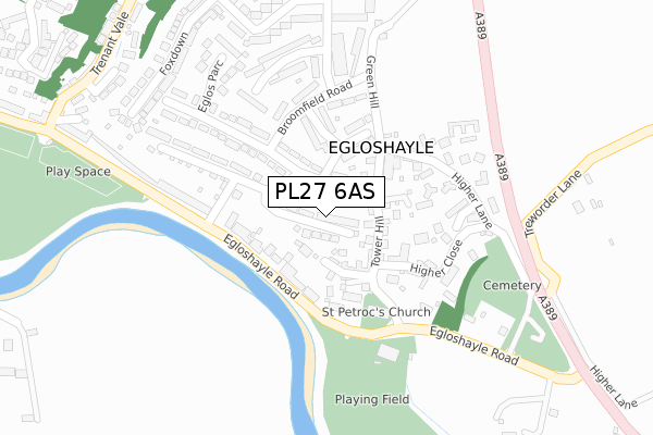 PL27 6AS map - large scale - OS Open Zoomstack (Ordnance Survey)