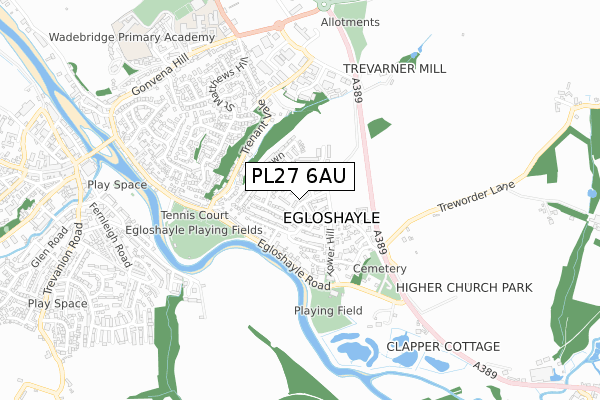 PL27 6AU map - small scale - OS Open Zoomstack (Ordnance Survey) PL27 6AU map - small scale - OS Open Zoomstack (Ordnance Survey)