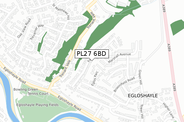 PL27 6BD map - large scale - OS Open Zoomstack (Ordnance Survey)