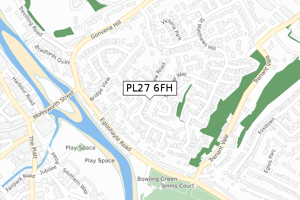 PL27 6FH map - large scale - OS Open Zoomstack (Ordnance Survey)