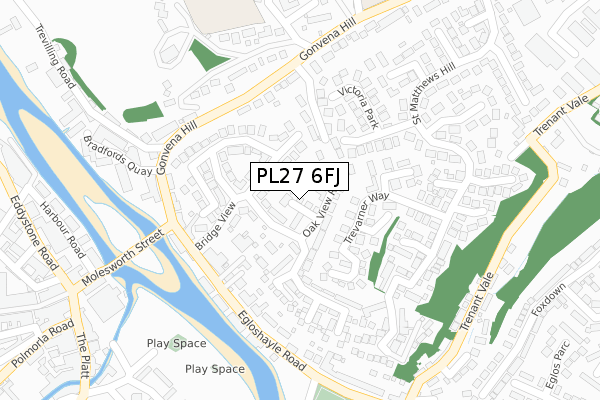 PL27 6FJ map - large scale - OS Open Zoomstack (Ordnance Survey) PL27 6FJ map - large scale - OS Open Zoomstack (Ordnance Survey)