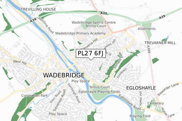 PL27 6FJ map - small scale - OS Open Zoomstack (Ordnance Survey) PL27 6FJ map - small scale - OS Open Zoomstack (Ordnance Survey)