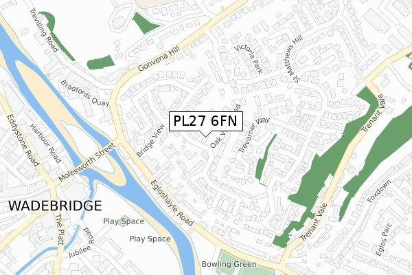 PL27 6FN map - large scale - OS Open Zoomstack (Ordnance Survey)