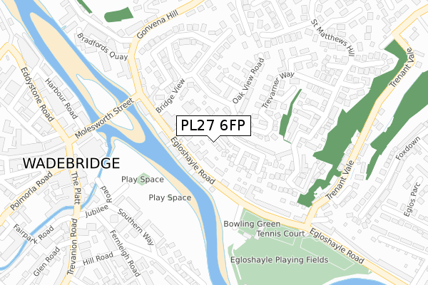 PL27 6FP map - large scale - OS Open Zoomstack (Ordnance Survey)