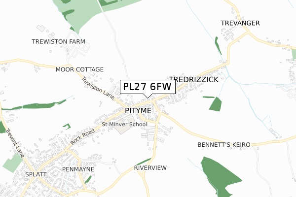 PL27 6FW map - small scale - OS Open Zoomstack (Ordnance Survey) PL27 6FW map - small scale - OS Open Zoomstack (Ordnance Survey)