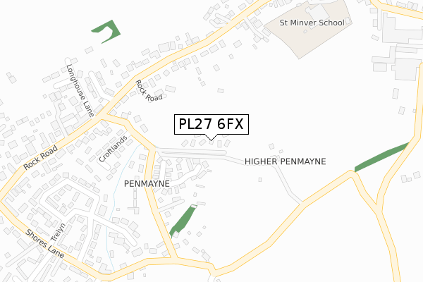 PL27 6FX map - large scale - OS Open Zoomstack (Ordnance Survey)