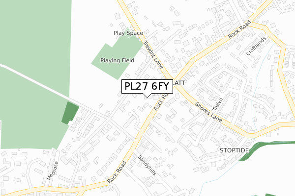 PL27 6FY map - large scale - OS Open Zoomstack (Ordnance Survey)