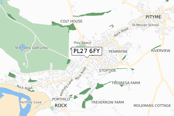 PL27 6FY map - small scale - OS Open Zoomstack (Ordnance Survey)