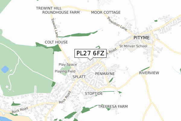 PL27 6FZ map - small scale - OS Open Zoomstack (Ordnance Survey)