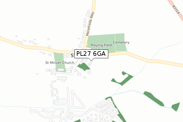 PL27 6GA map - large scale - OS Open Zoomstack (Ordnance Survey)