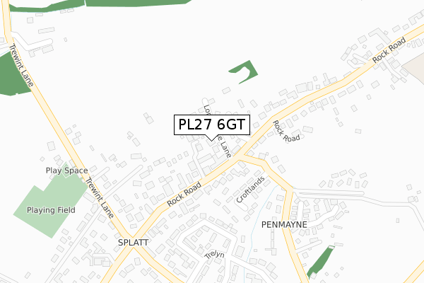 PL27 6GT map - large scale - OS Open Zoomstack (Ordnance Survey)