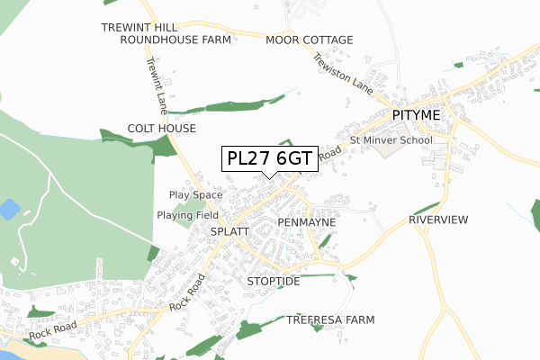 PL27 6GT map - small scale - OS Open Zoomstack (Ordnance Survey)