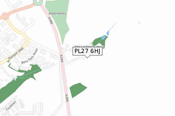 PL27 6HJ map - large scale - OS Open Zoomstack (Ordnance Survey)