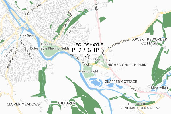 PL27 6HP map - small scale - OS Open Zoomstack (Ordnance Survey)