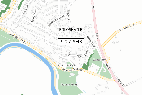 PL27 6HR map - large scale - OS Open Zoomstack (Ordnance Survey)