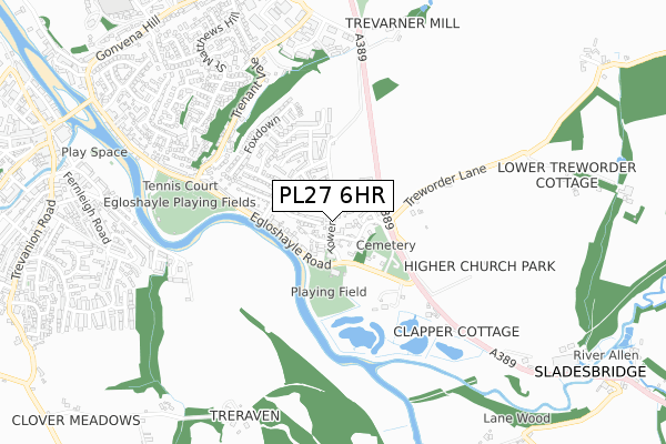 PL27 6HR map - small scale - OS Open Zoomstack (Ordnance Survey)