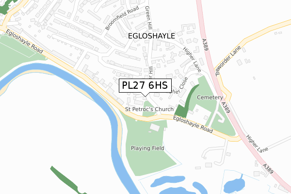 PL27 6HS map - large scale - OS Open Zoomstack (Ordnance Survey)