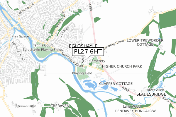 PL27 6HT map - small scale - OS Open Zoomstack (Ordnance Survey)