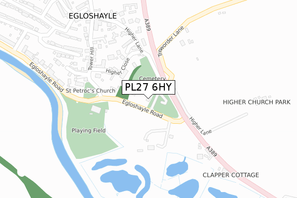 PL27 6HY map - large scale - OS Open Zoomstack (Ordnance Survey)