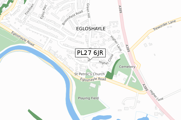 PL27 6JR map - large scale - OS Open Zoomstack (Ordnance Survey)