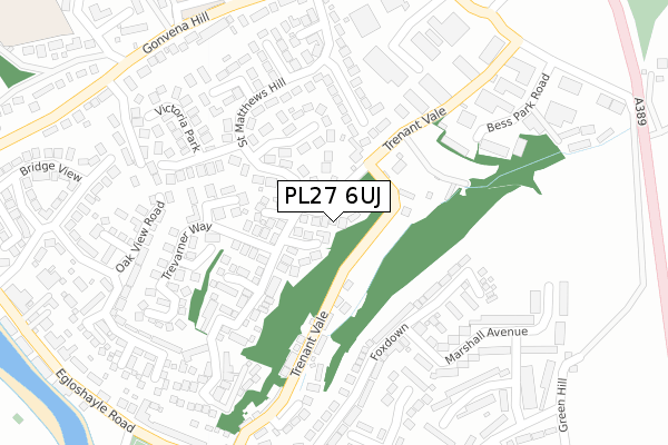 PL27 6UJ map - large scale - OS Open Zoomstack (Ordnance Survey)