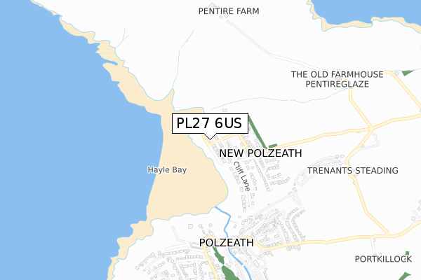 PL27 6US map - small scale - OS Open Zoomstack (Ordnance Survey)
