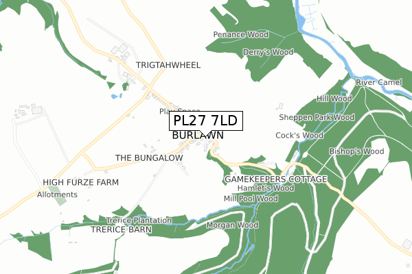 PL27 7LD map - small scale - OS Open Zoomstack (Ordnance Survey)