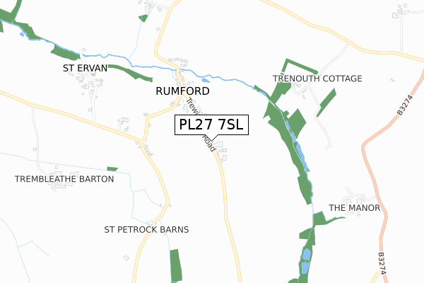 PL27 7SL map - small scale - OS Open Zoomstack (Ordnance Survey)