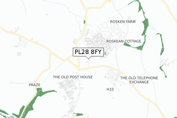 PL28 8FY map - small scale - OS Open Zoomstack (Ordnance Survey)