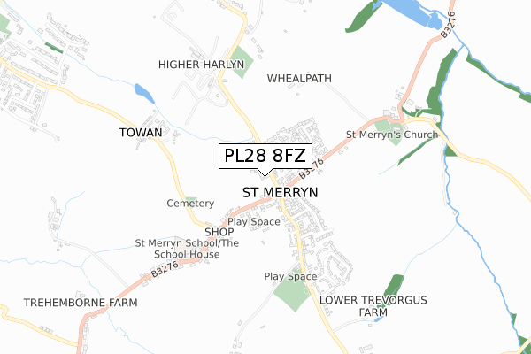 PL28 8FZ map - small scale - OS Open Zoomstack (Ordnance Survey)