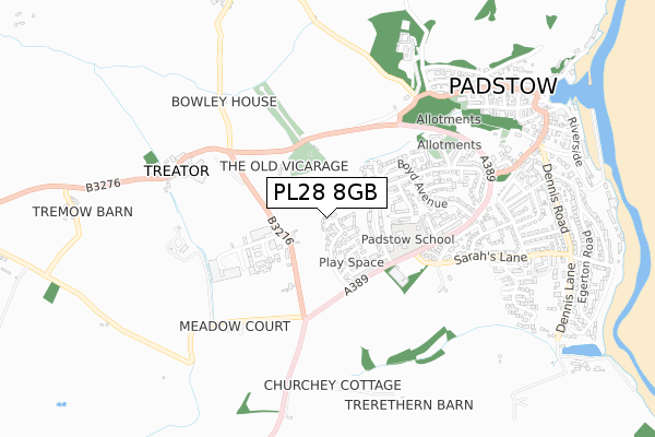 PL28 8GB map - small scale - OS Open Zoomstack (Ordnance Survey)